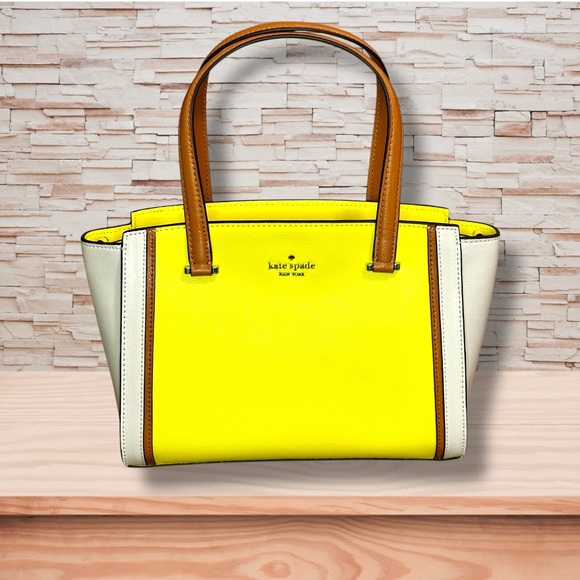 Kate Spade Yellow and White Satchel - Picture 1 of 8